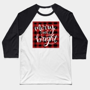 Merry And Bright Buffalo Plaid Baseball T-Shirt